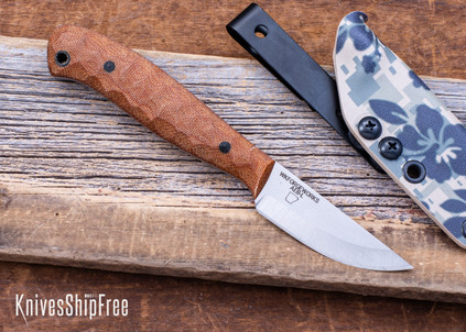 WK Forgeworks Custom Knives: STK - Natural Canvas Micarta - Black G10 Pins - AEB-L