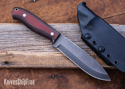WK Forgeworks Custom Knives: V2.5 - Black & Red Layered Canvas Micarta - Stainless Corby Pins - ProCut