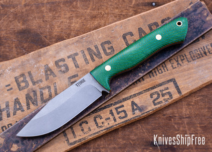 7Forge Knives: Rogue - Green Chevron G-Carta - Natural Canvas Liners - Brass Pins - MagnaCut