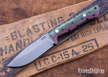 7Forge Knives: Rogue - Trout Scales - Emerald Green Liners - Aluminum Pins - MagnaCut