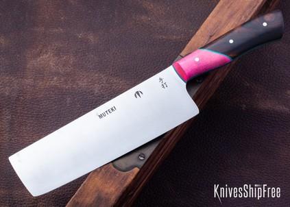 Muteki: 6.31" Nakiri - Dyed Maple/Ironwood - Turquoise G-10 Liners - Hitachi White #1 Steel - #6541