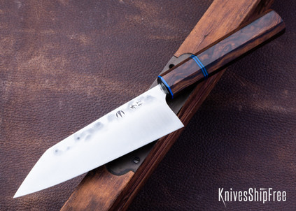 Muteki: 6.0" Bunka - Ironwood - Blue & Black G-10 Spacers - Hitachi White #1 Steel - #6148