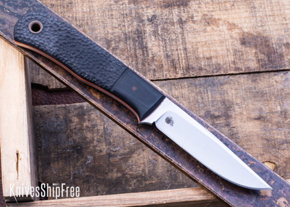 Bradshaw Blades: Front Pocket - Textured Black G10 -  Orange Liners - Natural Canvas Hardware - AEB-L