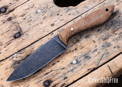 Riner Customs - Warden - Rough Deer Burlap Micarta - Black Liners - Brass Pins