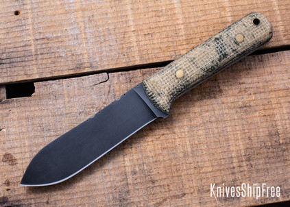 Riner Customs - Kephart - Rough White/Green Burlap Micarta - Brass Pins - File Work