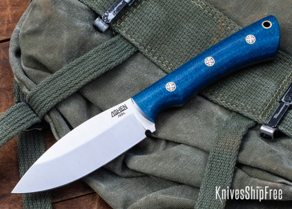 Lishen Knives: Canuck - AEB-L - Admiral Blue Micarta - Mosaic Pins