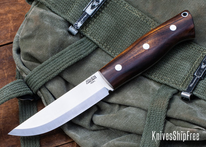 Lishen Knives: Woodsman Scandi - AEB-L - Desert Ironwood - Aluminum Pins