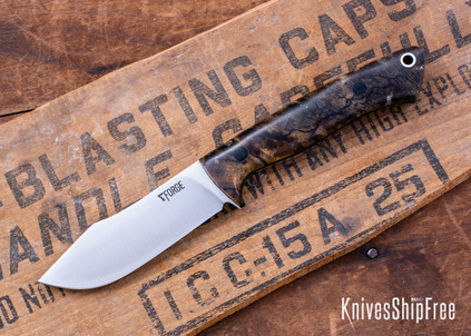 7Forge Knives:  Mini Trapper - Spalted Holly  - Black Canvas Liners - Black Pins - AEB-L