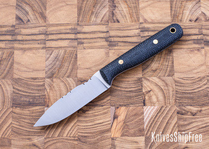 Riner Customs: 3.25" Paring Knife - Black Herringbone Micarta - Brass Pins - AEB-L