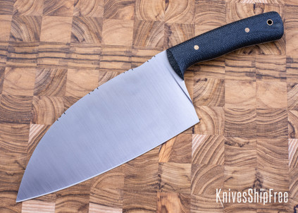 Riner Customs: 7.75" Serbian Chef Knife - Black Herringbone Micarta - Brass Pins- AEB-L