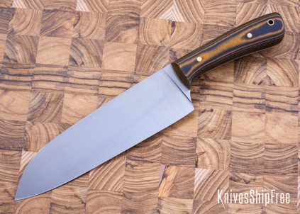 Riner Customs: 7.5" Camp Chef Knife - Purple Paisley Micarta - Brass Pins - AEB-L