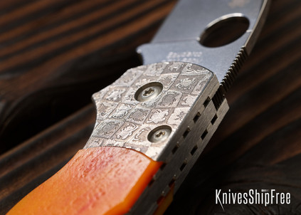 Spyderco 50th Anniversary Sprint Run - Native 5 - Lockback - Amber Bone - CPM-S90V - Etched Mosaic Bolster - C41BA50TH