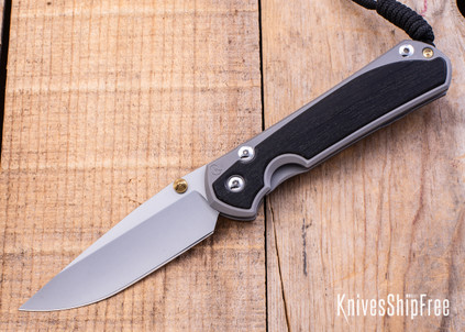 Chris Reeve Knives: Large Sebenza 31 - Glass Blasted Titanium - Bog Oak Inlay - CPM-MagnaCut - Drop Point - CR09IL001