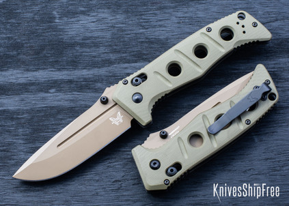 Benchmade Knives: 275FE-04 Adamas - AXIS Lock - OD Green G-10 - CPM-MagnaCut - Flat Earth Cerakote