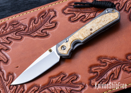 Chris Reeve Knives: Small Sebenza 31 - Glass Blasted Titanium - Box Elder Inlay - CPM-MagnaCut - Drop Point - CR07JL002