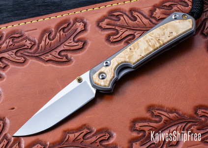 Chris Reeve Knives: Small Sebenza 31 - Glass Blasted Titanium - Box Elder Inlay - CPM-MagnaCut - Drop Point - CR07JL005
