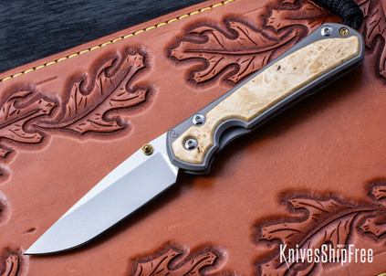 Chris Reeve Knives: Small Sebenza 31 - Glass Blasted Titanium - Box Elder Inlay - CPM-MagnaCut - Drop Point - CR07JL006