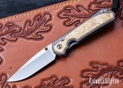 Chris Reeve Knives: Small Sebenza 31 - Glass Blasted Titanium - Box Elder Inlay - CPM-MagnaCut - Drop Point - CR07JL008