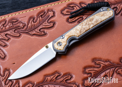 Chris Reeve Knives: Small Sebenza 31 - Glass Blasted Titanium - Box Elder Inlay - CPM-MagnaCut - Drop Point - CR07JL001