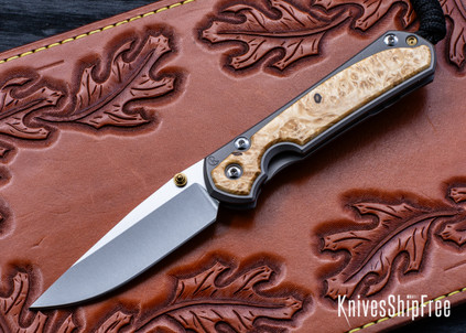 Chris Reeve Knives: Small Sebenza 31 - Glass Blasted Titanium - Box Elder Inlay - CPM-MagnaCut - Drop Point - CR07JL011