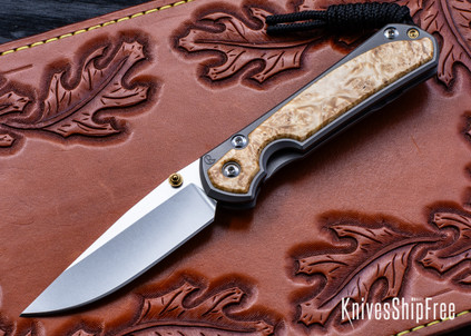 Chris Reeve Knives: Small Sebenza 31 - Glass Blasted Titanium - Box Elder Inlay - CPM-MagnaCut - Drop Point - CR07JL012