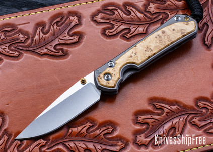 Chris Reeve Knives: Small Sebenza 31 - Glass Blasted Titanium - Box Elder Inlay - CPM-MagnaCut - Drop Point - CR07JL015