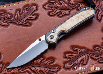 Chris Reeve Knives: Small Sebenza 31 - Glass Blasted Titanium - Box Elder Inlay - CPM-MagnaCut - Drop Point - CR07JL016