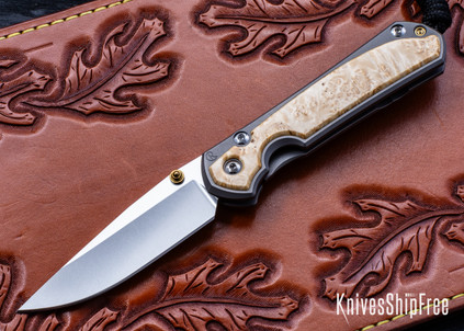 Chris Reeve Knives: Small Sebenza 31 - Glass Blasted Titanium - Box Elder Inlay - CPM-MagnaCut - Drop Point - CR07JL024