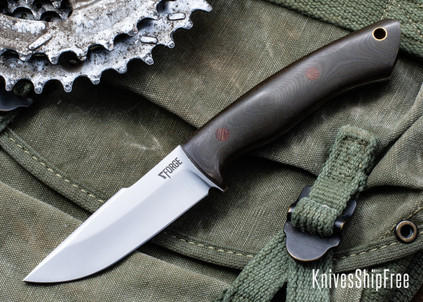 7Forge Knives: Envoy - Vintage Green Linen Micarta - Natural Liners & Pins - 52100