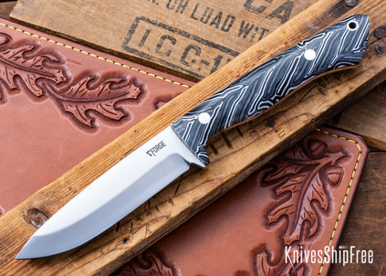 7Forge Knives: Artemis Bushcrafter - Black & White G-10 - Red Liners - 52100
