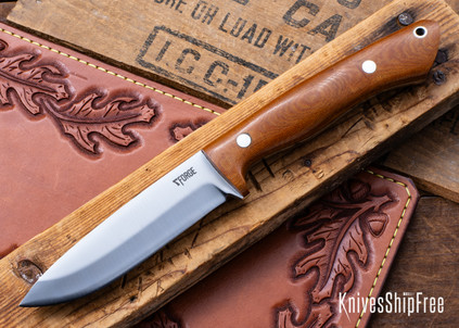 7Forge Knives: Artemis Bushcrafter - Natural Linen Micarta - 52100