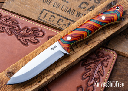 7Forge Knives: Artemis Bushcrafter - Flame Gcarta - Yellow Liners - 52100