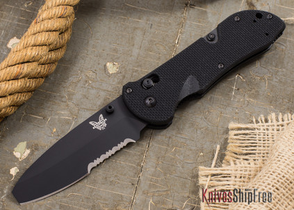 Benchmade Knives: 916SBK Blunt-Tip Triage - Partially Serrated - Black Blade