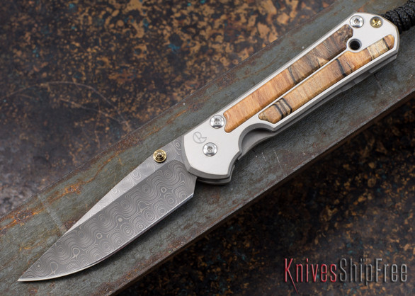 Chris Reeve Knives: Small Sebenza 21 - Spalted Beech Inlay - Raindrop Damascus - 030701