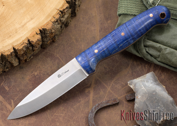 L.T. Wright Knives: GNS 3V - Saber Grind - Blue Maple - Coyote G-10 Liners - Copper Hardware #1