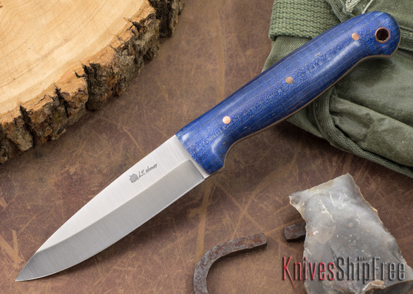 L.T. Wright Knives: GNS 3V - Saber Grind - Blue Maple - Coyote G-10 Liners - Copper Hardware #3