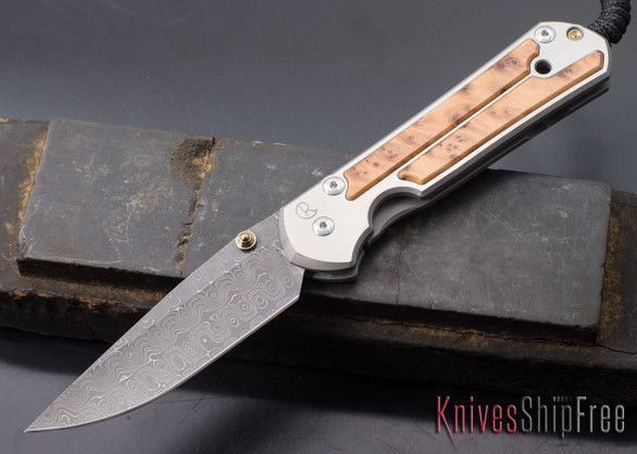 Chris Reeve Knives: Large Sebenza 21 - Thuya Burl - Raindrop Damascus - 041206