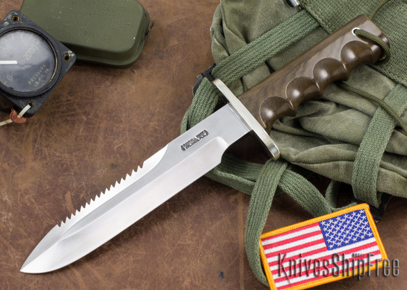 Randall Made Knives: Model 14 Attack - Green Micarta - Sawteeth