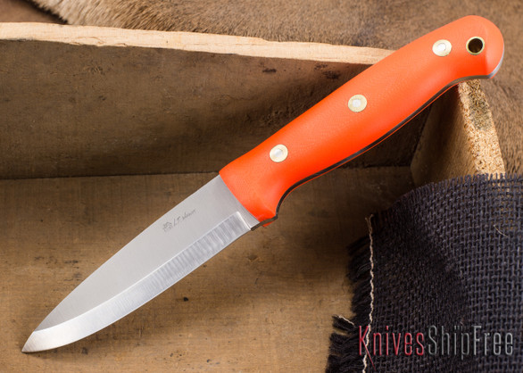 L.T. Wright Knives: GNS 3V - Scandi Grind - Orange G-10 - Matte