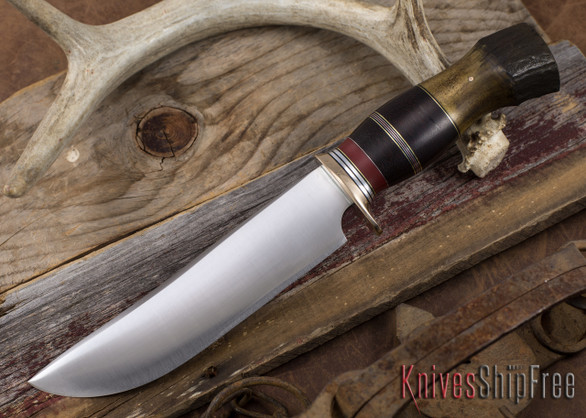 Mike Malosh Custom: Camp Knife - Stag - Micarta - Red Spacer