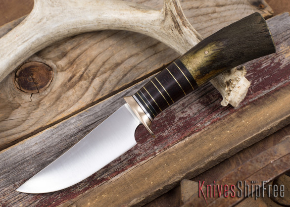 Mike Malosh Custom: Hunter - Stag - Maroon Micarta - Black Micarta Spacer #4