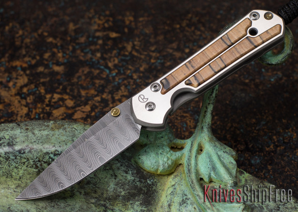 Chris Reeve Knives: Small Sebenza 21 - Spalted Beech - Ladder Damascus - 051042