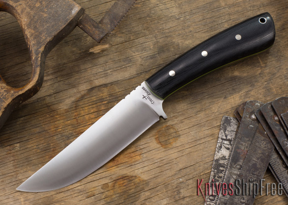 Cross Knives: All Round Hunter Knife - Black Canvas Micarta - Lime Green Liners