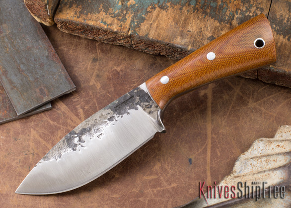 Lon Humphrey Knives: Custom Brute - Natural Canvas Micarta - Drop Point #13