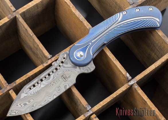 Todd Begg Knives: Steelcraft Series - Field Marshall - Blue & Silver Titanium - Thor Damasteel