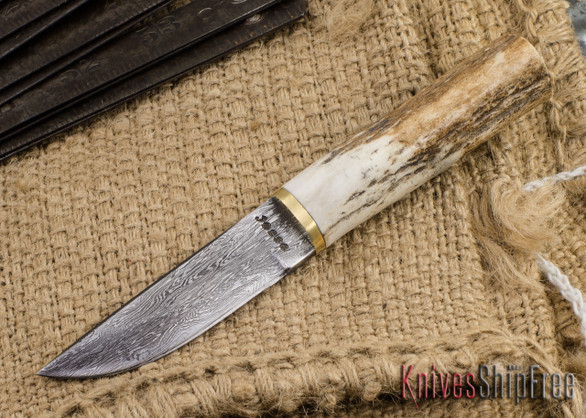 Jesse Hemphill Knives: Custom 02 - Damascus - Antler 