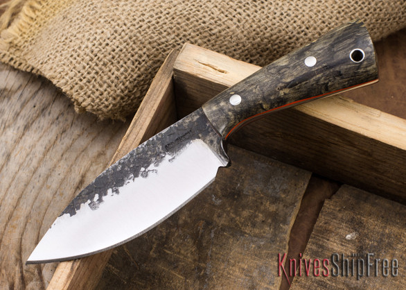 Lon Humphrey Knives: Custom Brute - Buckeye Burl - Orange Liners - Spear Point - 15