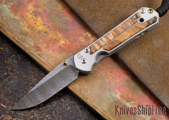 Chris Reeve Knives: Small Sebenza 21 - Spalted Beech - Ladder Damascus - 072726