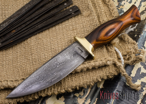 Jesse Hemphill Knives: Custom Damascus Belt Knives - Desert Ironwood