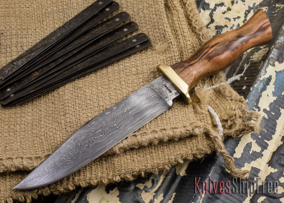 Jesse Hemphill Knives: Custom Damascus Bowie - Goncolo Wood